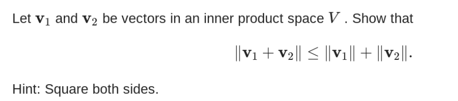 Solved Let Vị and v2 be vectors in an inner product space V. | Chegg.com