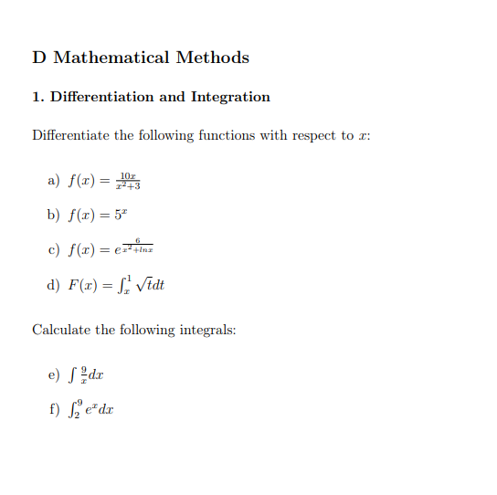 Solved A) F(x)=x2+310x B) F(x)=5x C) F(x)=ex2+lnx6 D) | Chegg.com