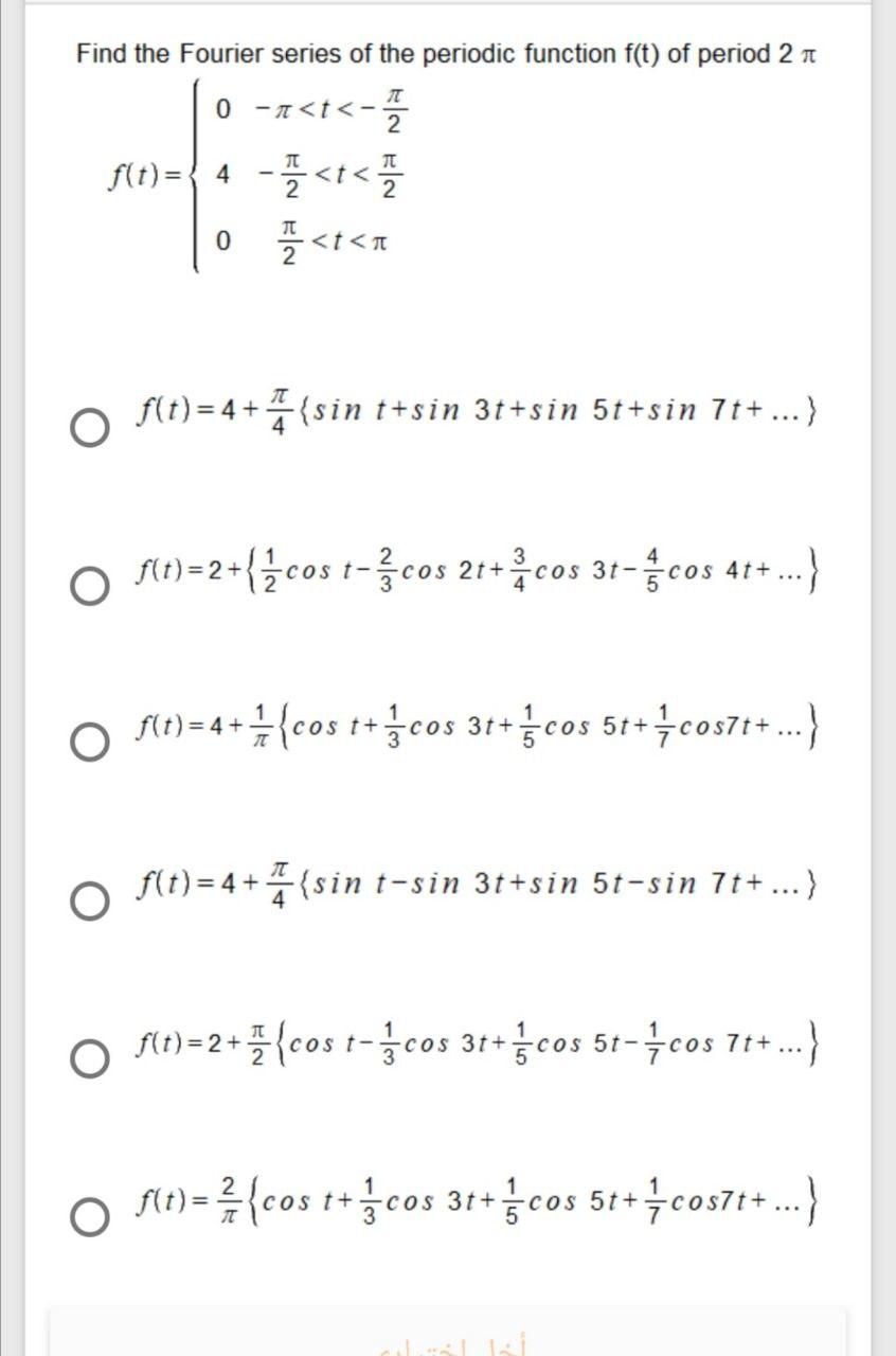 Solved Find the Fourier series of the periodic function f(t) | Chegg.com