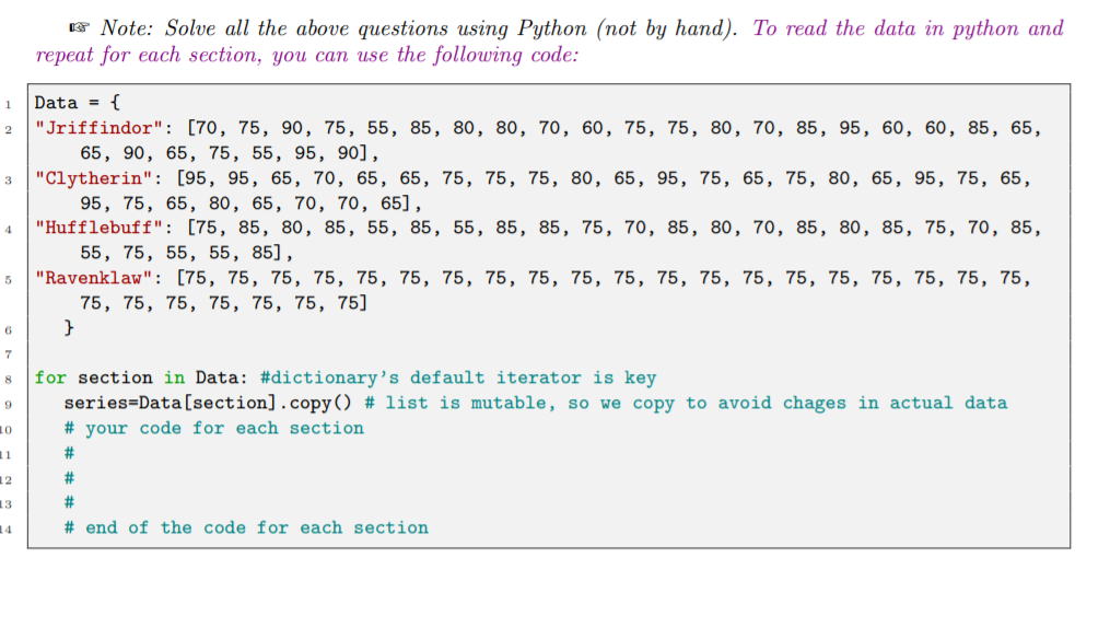 B Note: Solve all the above questions using Python | Chegg.com