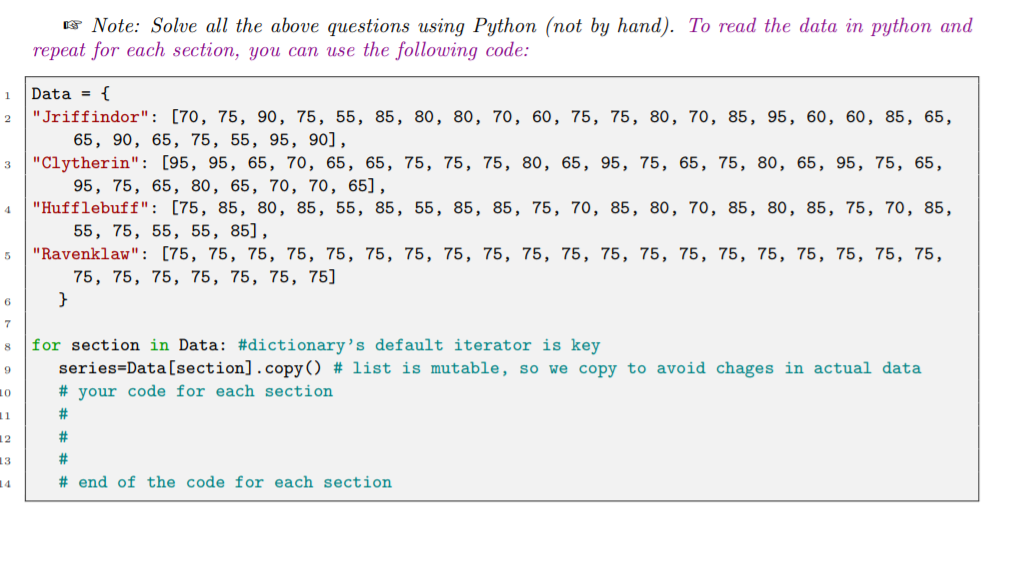 B Note: Solve All The Above Questions Using Python | Chegg.com