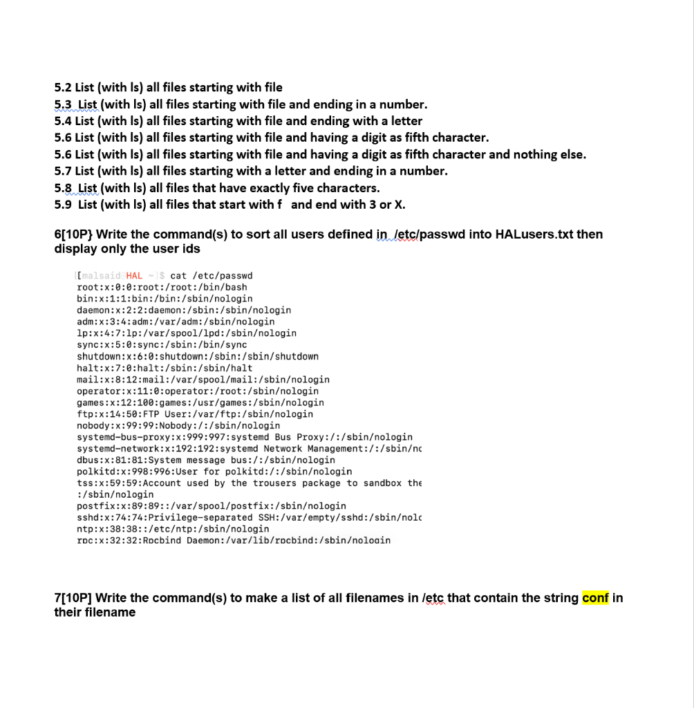 Solved a. Write the command(s) you used below each question | Chegg.com