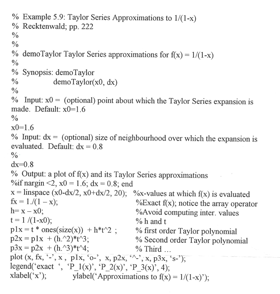 Solved Note: Given the example5.9 of matlab code. With | Chegg.com