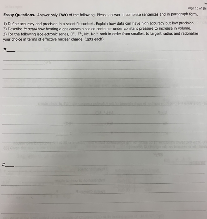 Solved: Page 10 Of 10 Essay Questions. Answer Only TWO Of | Chegg.com
