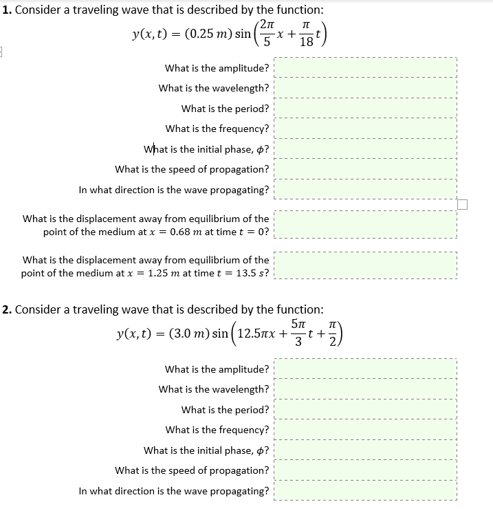 Solved 1. Consider a traveling wave that is described by the | Chegg.com