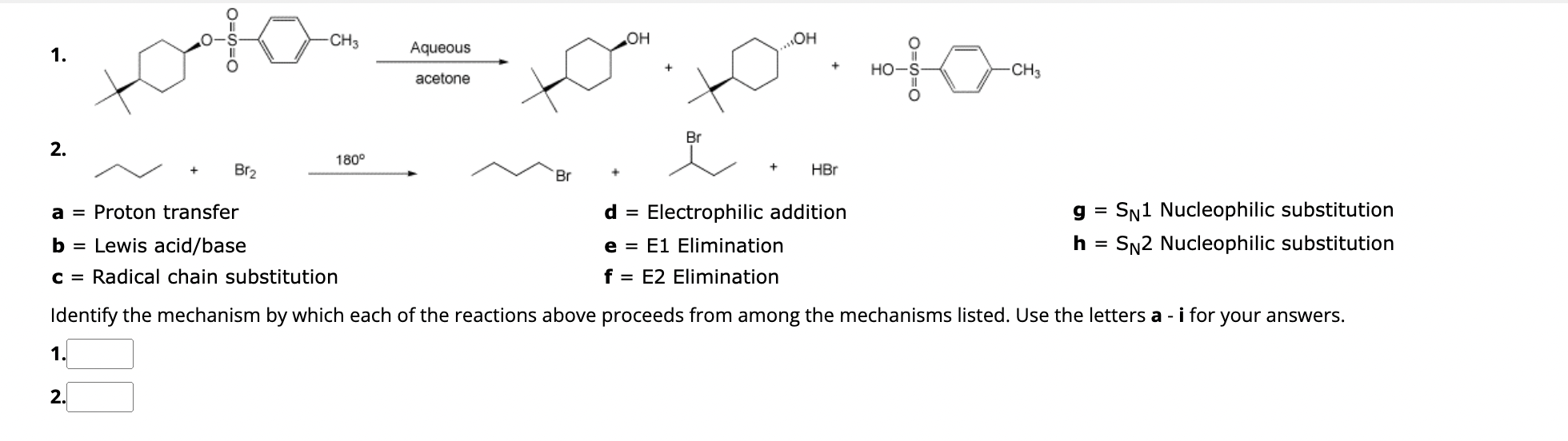 Solved 1. acetone Aqueous 2. a= Proton transfer d = | Chegg.com