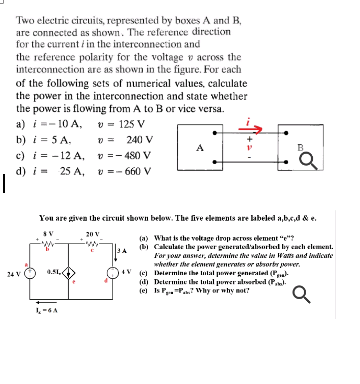 Solved Two electric circuits, represented by boxes A and B,