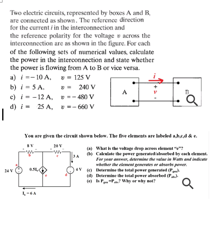 Solved Two Electric Circuits, Represented By Boxes A And B, | Chegg.com