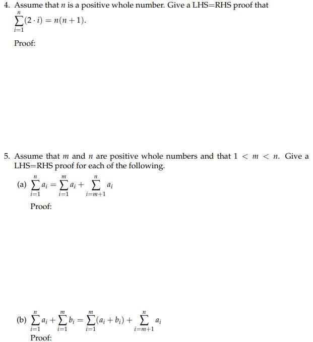 Solved 4. Assume that n is a positive whole number. Give a | Chegg.com
