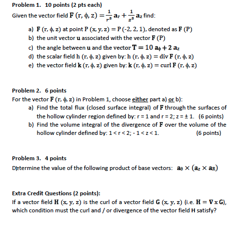 Solved Problem 1. 10 points (2 pts each) Given the vector | Chegg.com