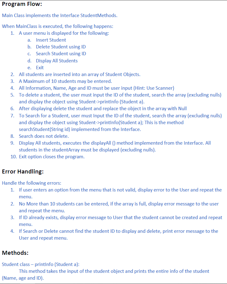 Solved From the given code template establish the | Chegg.com