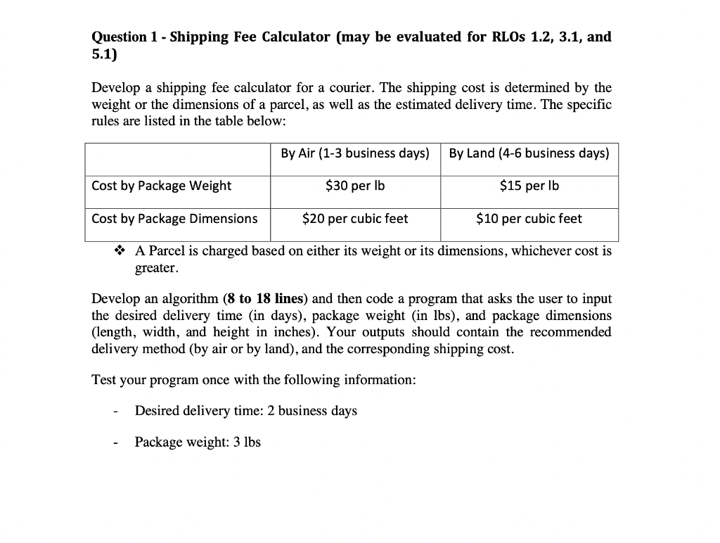 Shipping Fee Calculator