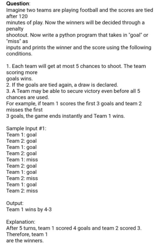Solved Question: Imagine two teams are playing football and | Chegg.com