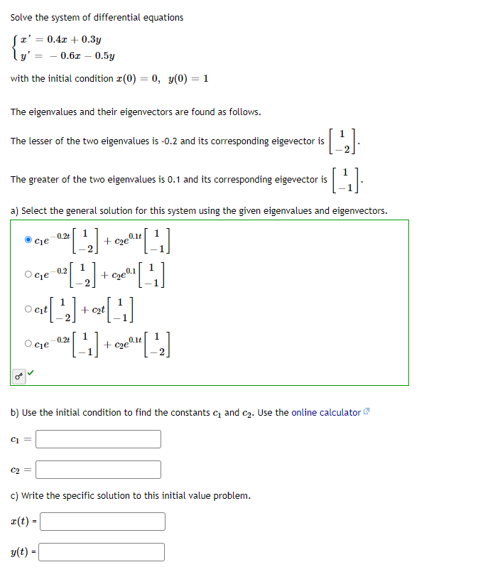 Solved Solve the system of differential equations | Chegg.com
