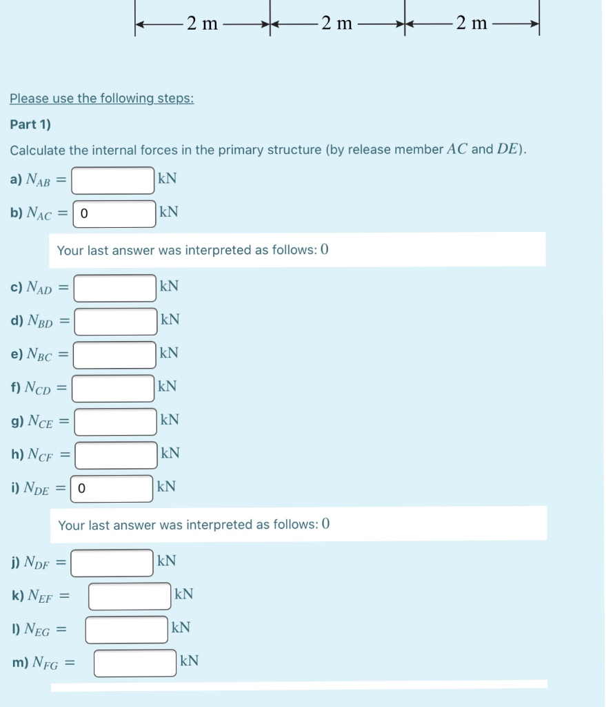 Solved Using the force method, determine all member forces | Chegg.com