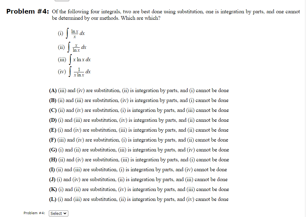 em \# 4: Of the following four integrals, two are | Chegg.com
