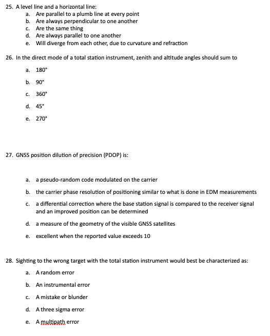 Solved 25. A level line and a horizontal line: a. Are | Chegg.com