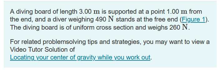 Solved A diving board of length 3.00 m is supported at a | Chegg.com