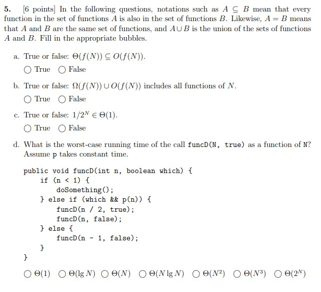 Solved 5 6 Points In The Following Questions Notation Chegg Com