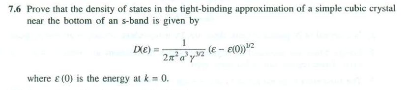 Solved 7.6 Prove that the density of states in the | Chegg.com