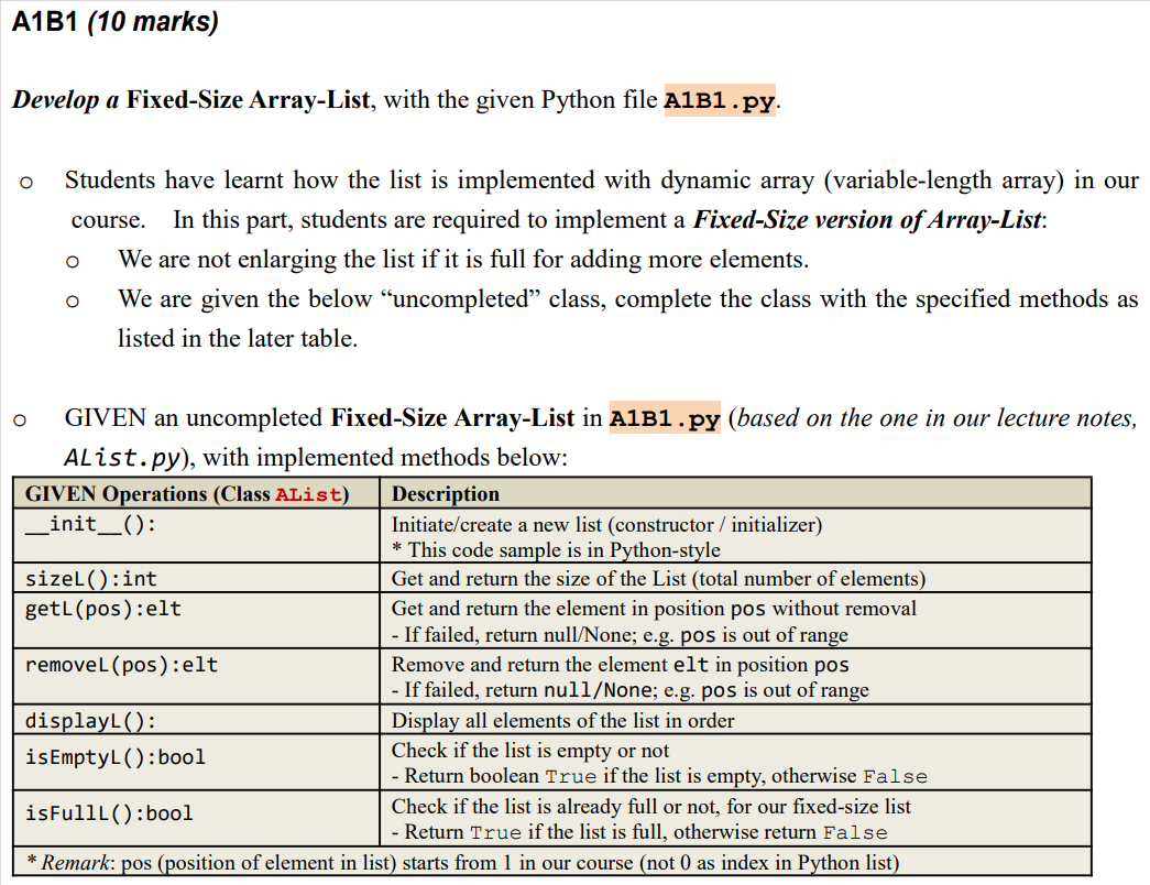 solved-a1b1-10-marks-develop-a-fixed-size-array-list-with-chegg