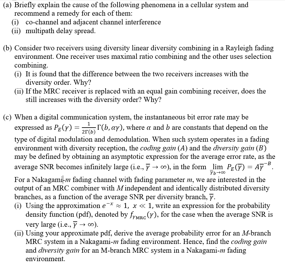 Solved (a) Briefly Explain The Cause Of The Following | Chegg.com