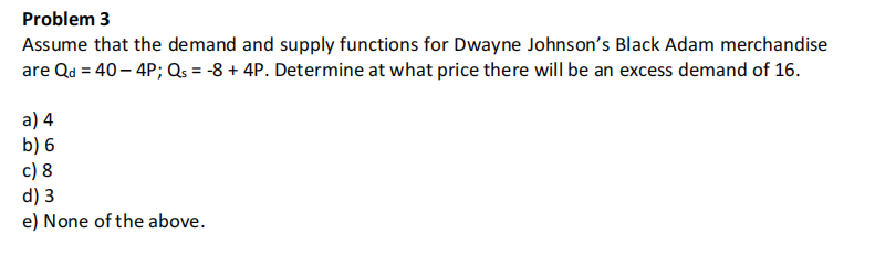 Solved Problem 3 Assume that the demand and supply functions | Chegg.com