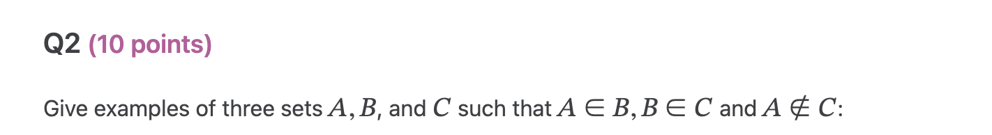 Solved Give Examples Of Three Sets A,B, And C Such That | Chegg.com