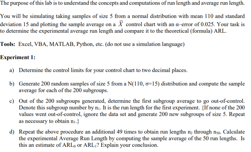 Average Run Length Control Chart
