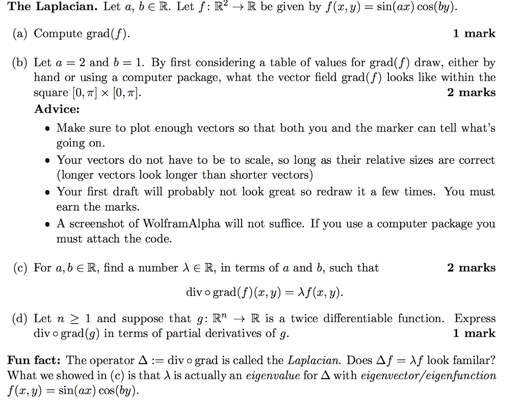 Solved The Laplacian. Let A, B E R. Let F: R² + R Be Given | Chegg.com