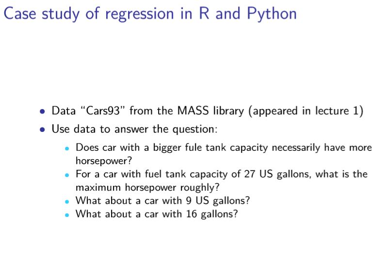 Solved Case study of regression in R and Python Data | Chegg.com