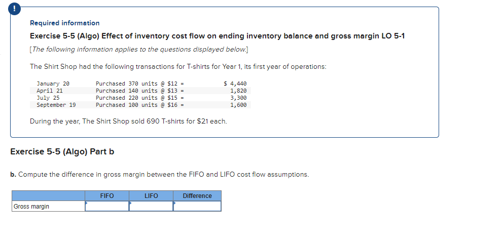 Solved Exercise 5 5 Algo Effect Of Inventory Cost F