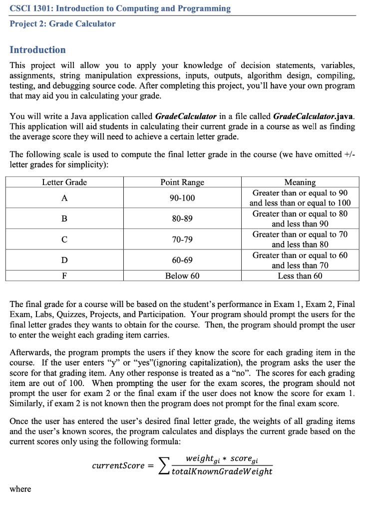 Grading Scale, CSCI 5828 — Spring 2010