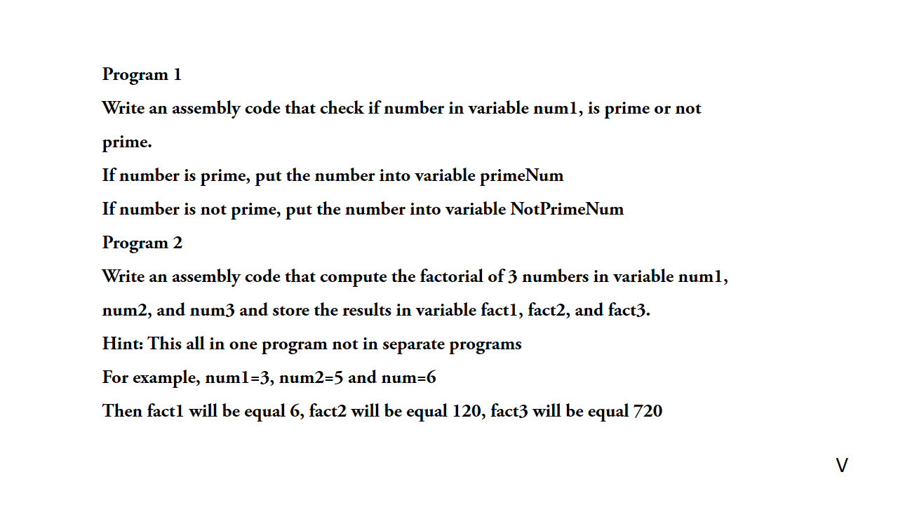 Solved Program 1 Write an assembly code that check if number | Chegg.com