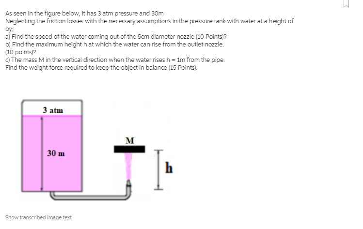 Solved Density of water: 1000 kg / m3 Gravitational | Chegg.com