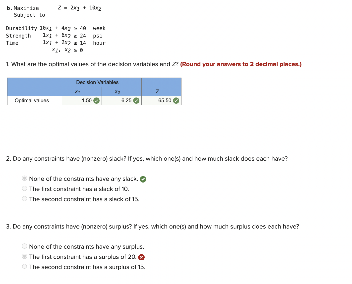 Solved B.Maximize ,Z=2x1+10x2Subject ToDurability | Chegg.com