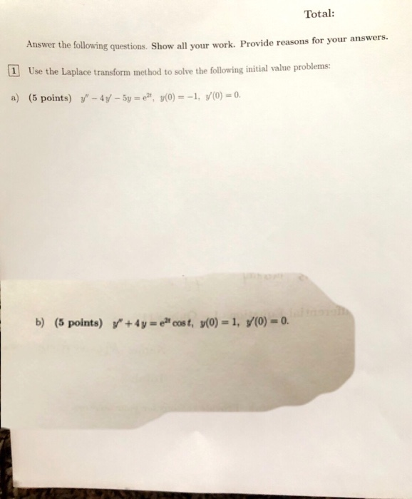 Solved Total: Answer the following questions. Show all Ll | Chegg.com