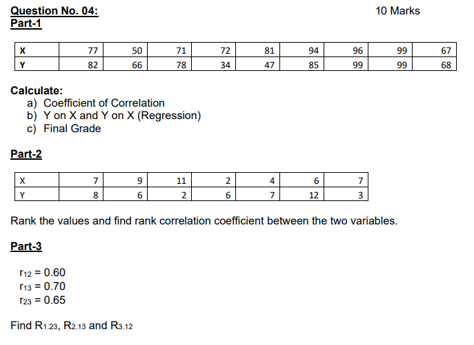 Solved 10 Marks Question No. 04 Part 1 71 72 81 94 96 99