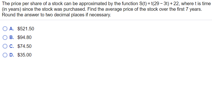 Solved The price per share of a stock can be approximated by | Chegg.com