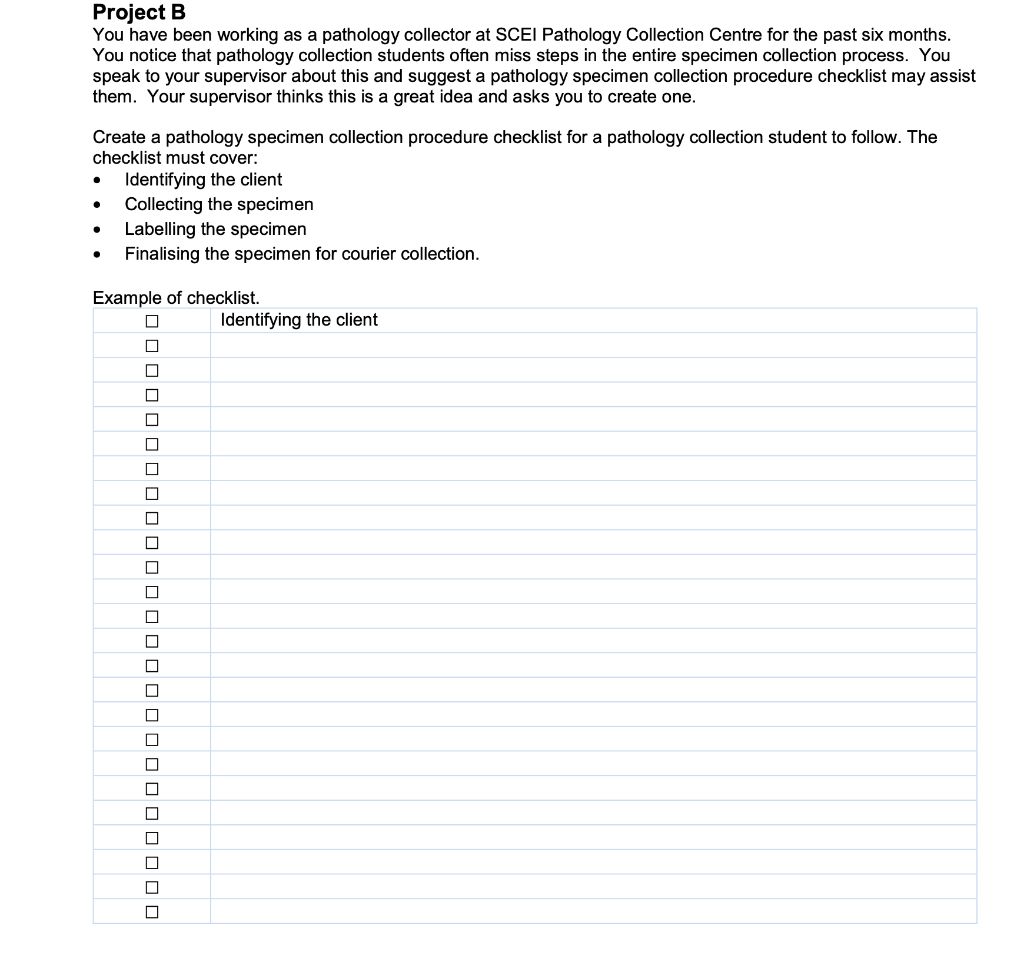 Solved Project B You have been working as a pathology