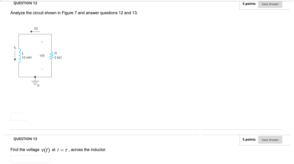 Solved QUESTION 12 5 points Save Answer Analyze the circuit | Chegg.com