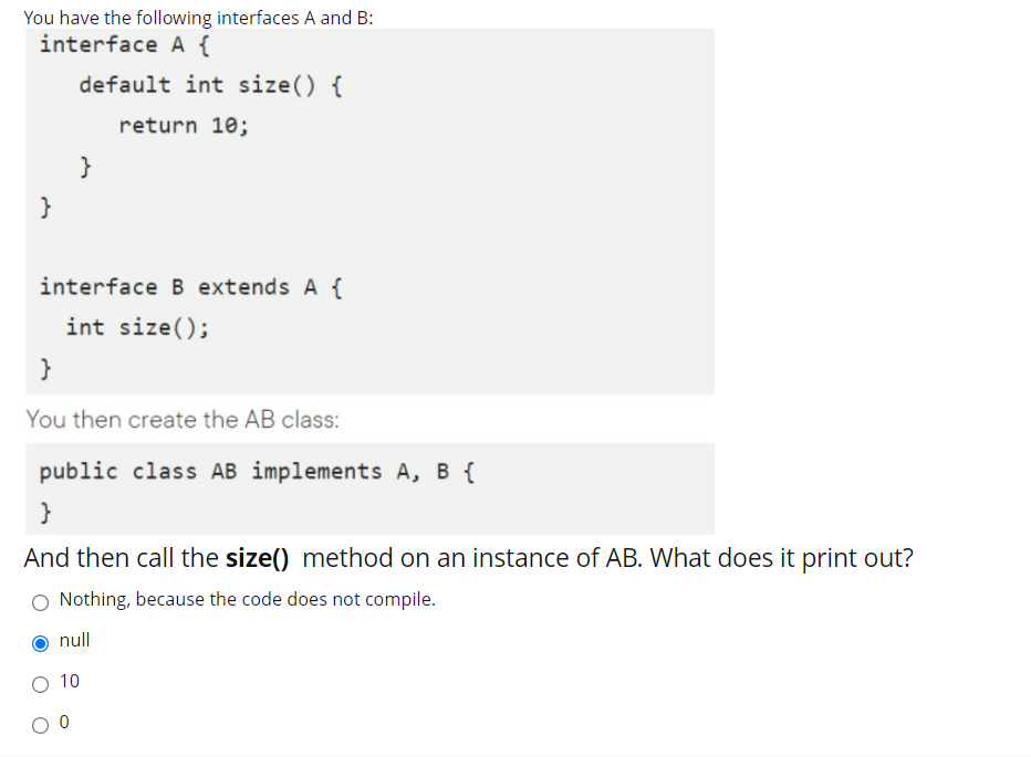 Solved You have the following interfaces A and B: interface | Chegg.com