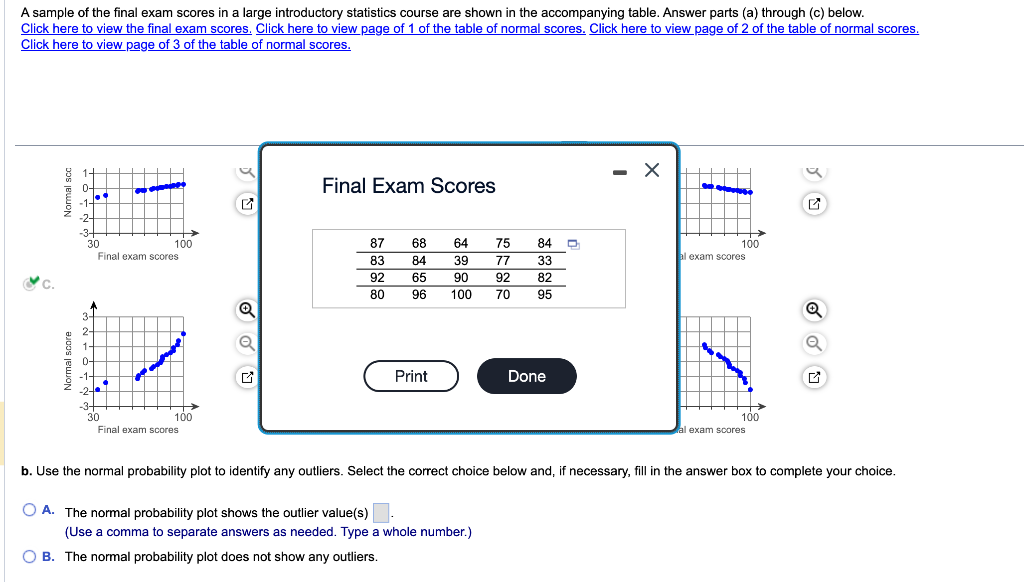 A Sample Of The Final Exam Scores In A Large | Chegg.com