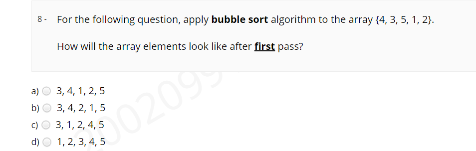 Solved For The Following Question, Apply Bubble Sort | Chegg.com