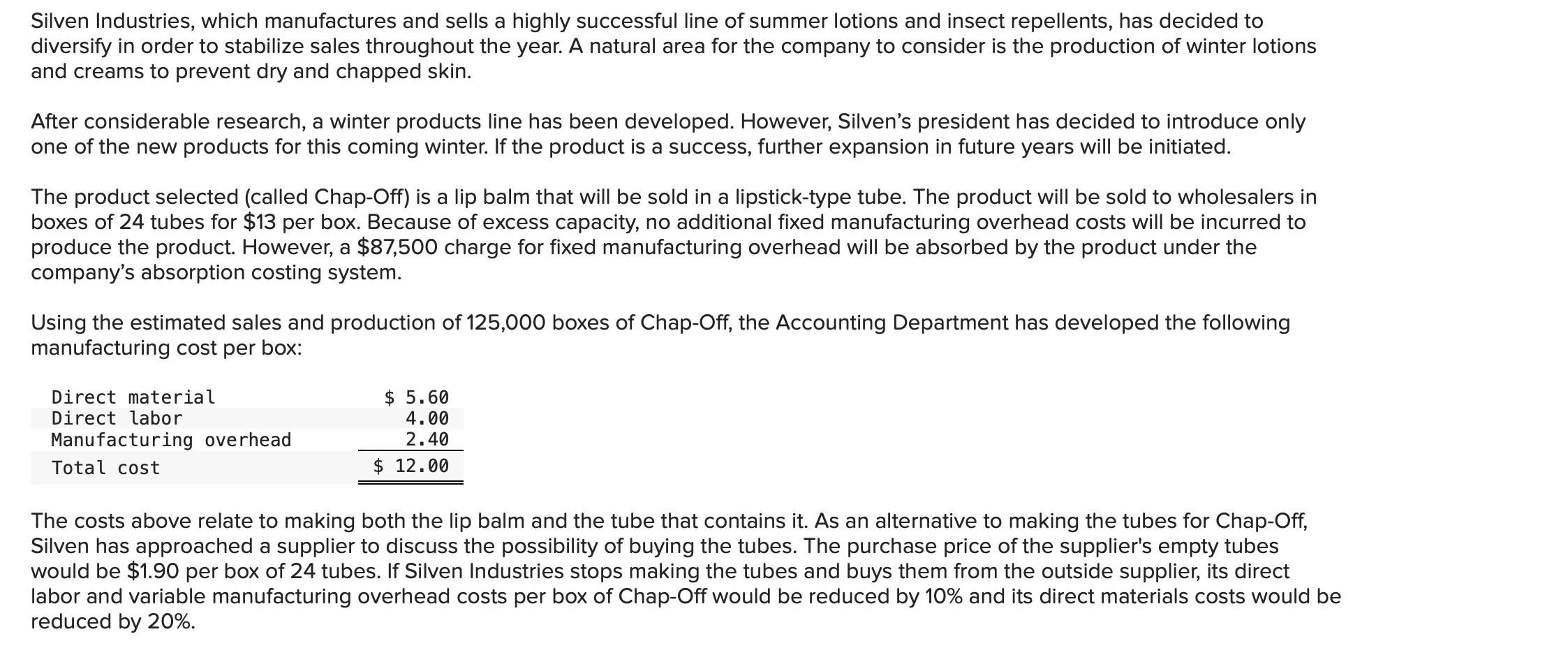 Solved Silven Industries, Which Manufactures And Sells A | Chegg.com