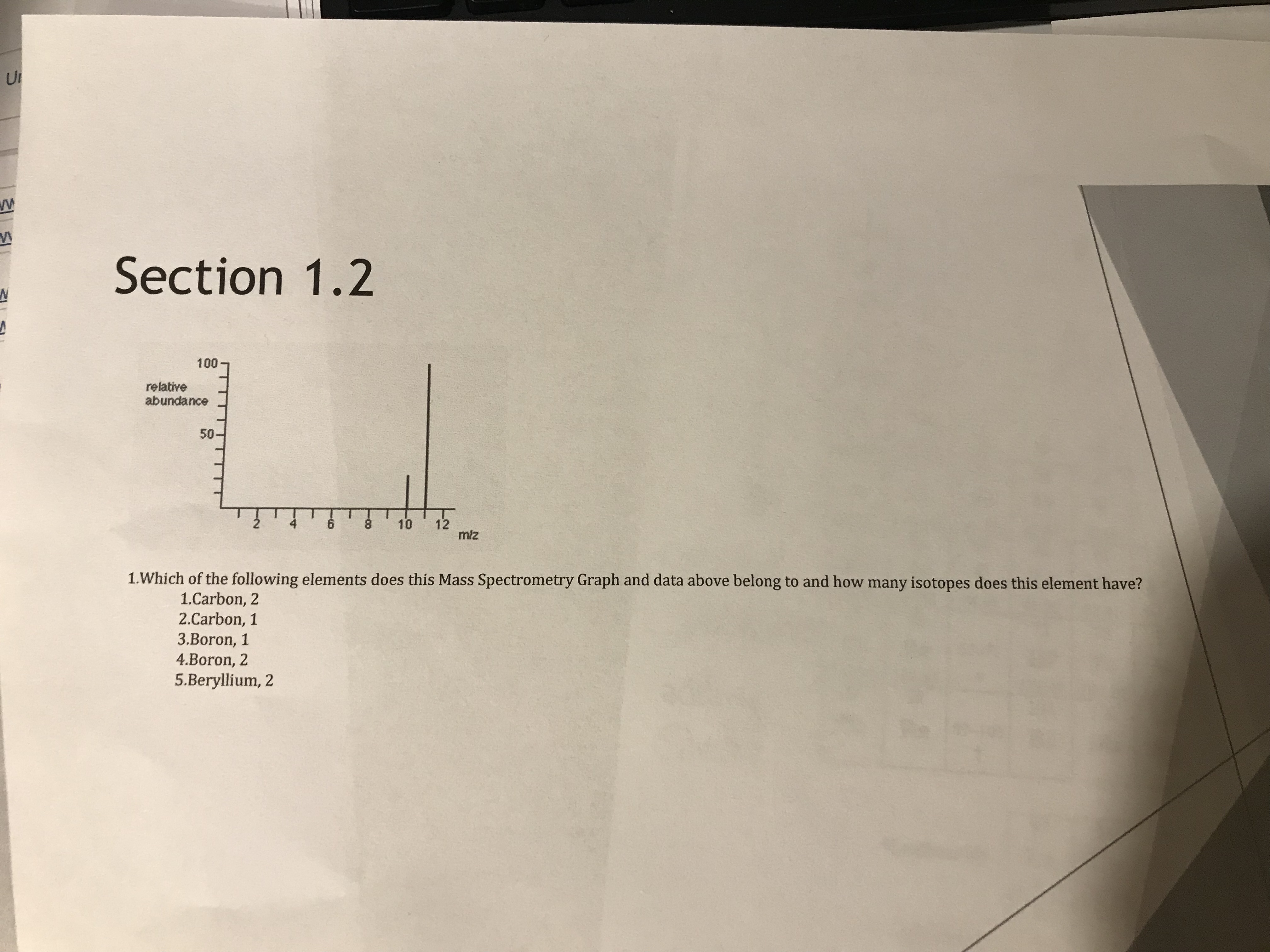 Solved Which of the following elements does this Mass