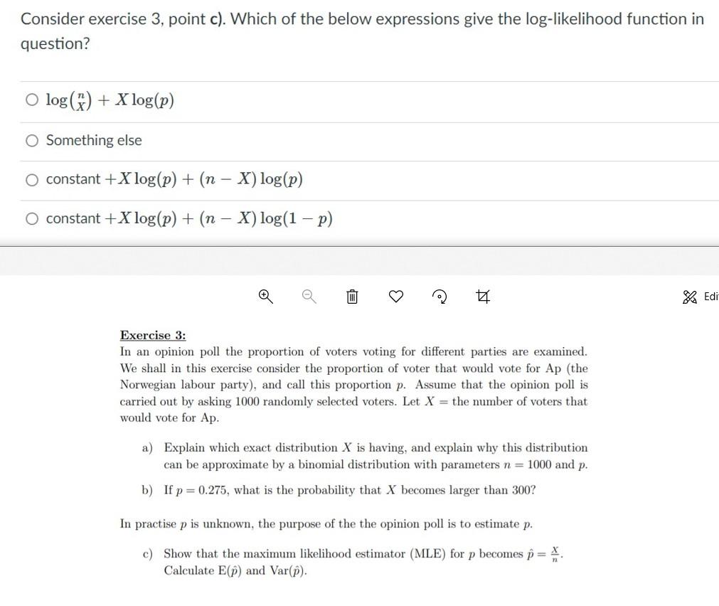 Solved Consider exercise 3, point c). Which of the below | Chegg.com