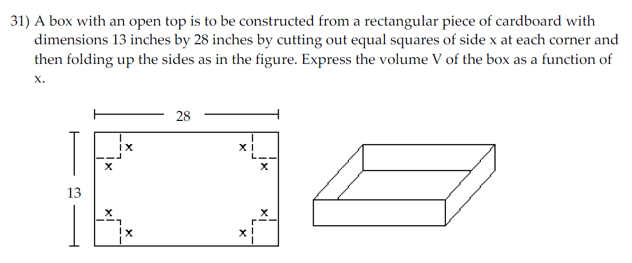 Solved 31) A box with an open top is to be constructed from | Chegg.com