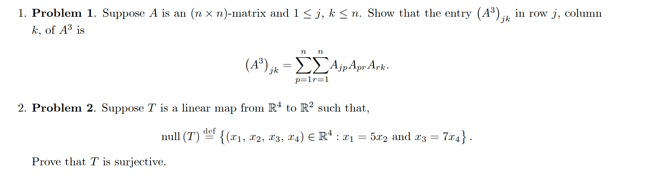 Solved 1. Problem 1. Suppose A is an (n×n)-matrix and | Chegg.com