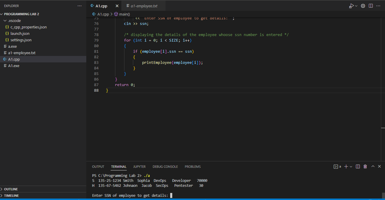 Solved When running the code and reading the file, for | Chegg.com